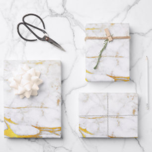 Elegant White and Gold Marble Wrapping Paper Sheet