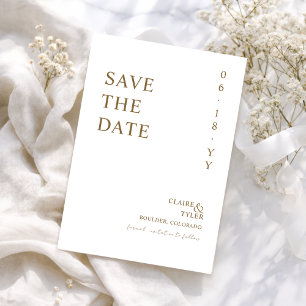 Elegant White and Gold, Minimal Wedding Save The Date