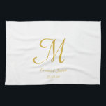 Elegant White and Gold Monogram Name  Tea Towel<br><div class="desc">Simple Elegant White and Gold Monogram Name Kitchen towel</div>