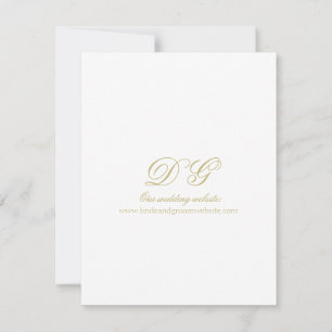 Elegant White and Gold Monogram Wedding Details Invitation