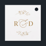 Elegant White and Gold Monogram Wedding Thank You Favour Tags<br><div class="desc">Designed to coordinate with our Romantic Script wedding collection,  this customisable tag,  features a calligraphy graphic thank you,  paired with a classy serif font in gold. Matching items available.</div>