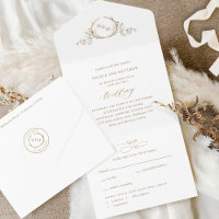 Elegant White and Gold Monogram Wedding with RSVP