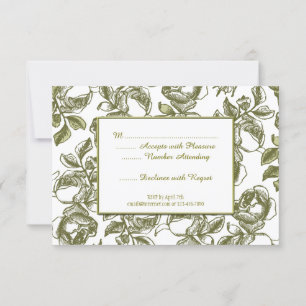 Elegant White and Gold Roses Custom RSVP Card