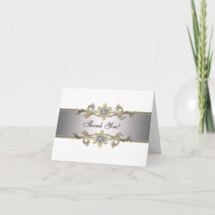 Elegant White and Gold Thank You Card
