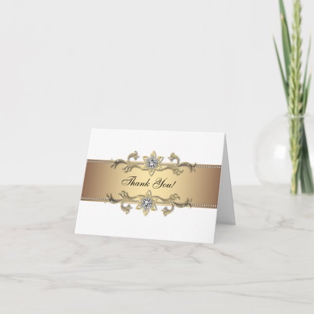 Elegant White and Gold Thank You Cards (Front)
