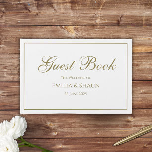 Elegant White and Gold Wedding Guest Book