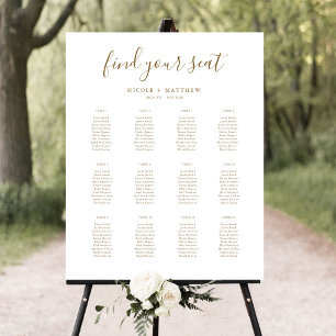 Elegant White and Gold Wedding Seating Chart Sign