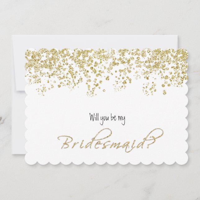 Elegant White and Gold Will you be my bridesmaid? Invitation (Front)