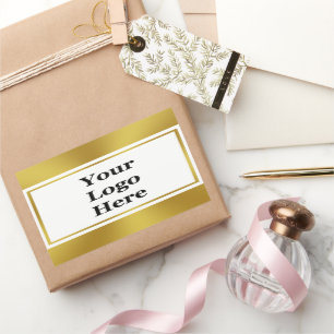 Elegant White and Gold Your Logo Here Template Rectangular Sticker