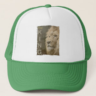 Elegant White And Green Modern Pop Art Lion Head Trucker Hat