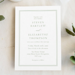 Elegant White and Green Wedding  Invitation