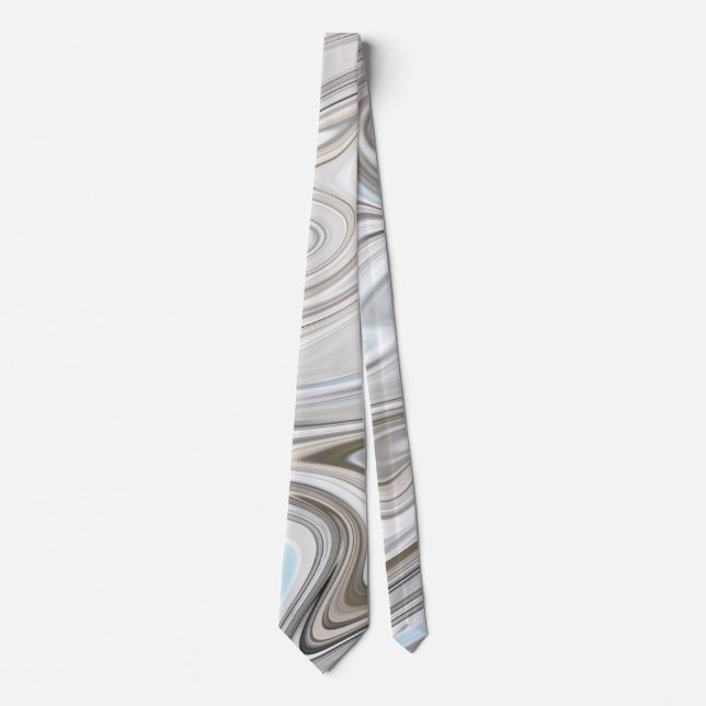 Elegant White And Grey Faux Marble Pattern Tie (Front)
