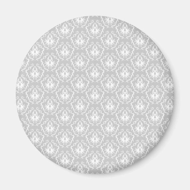Elegant White and Grey Pattern. Damask. Magnet (Front)