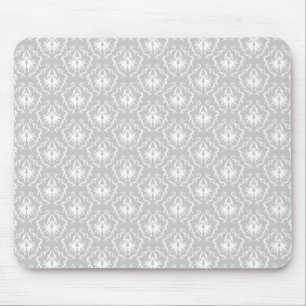 Elegant White and Grey Pattern. Damask. Mouse Mat