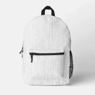 Elegant White And Grey Wood Grain Printed Backpack