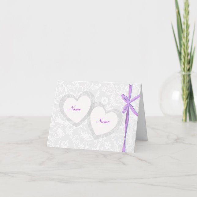 ELEGANT WHITE AND LAVENDER WEDDING NOTECARDS (Front)