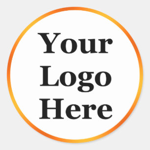 Elegant White and Orange Gradient Your Logo Here Classic Round Sticker