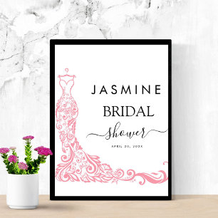 Elegant White and pink Bridal Shower Poster
