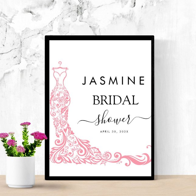 Elegant White and pink  Bridal Shower  Poster (Creator Uploaded)