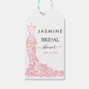 Elegant White and pink Bridal Shower Welcome Gift Tags