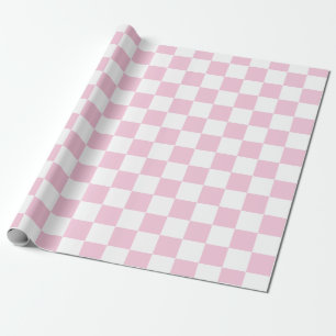 Elegant White and Pink Chequerboard  Wrapping Paper