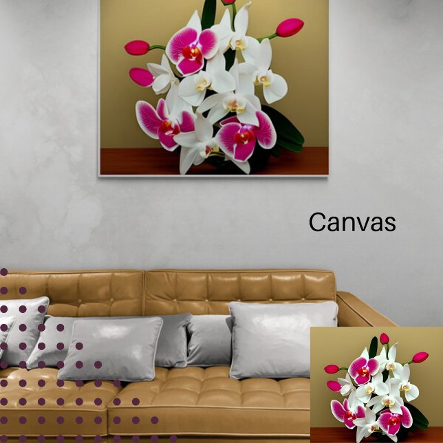 Elegant white and pink orchids bouquet  digital canvas print (Creator Uploaded)