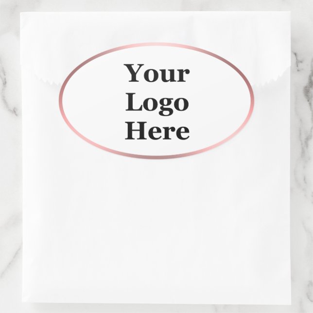 Elegant White and Pink Your Logo Here Template Oval Sticker (Bag)