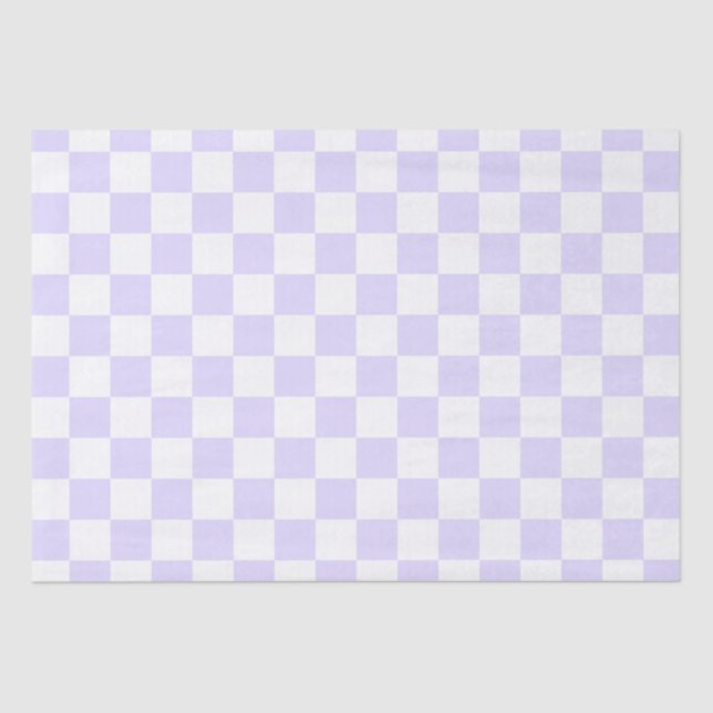 Elegant White and Purple Chequerboard  Tissue Paper (Front)