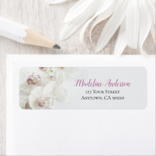 Elegant White and Purple Orchids Return Address