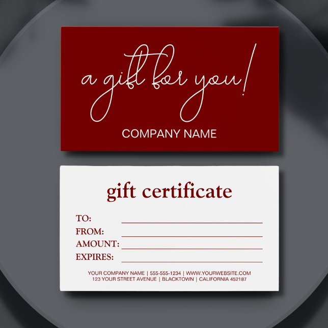 Elegant white and red Business Gift Certificate  (Creator Uploaded)