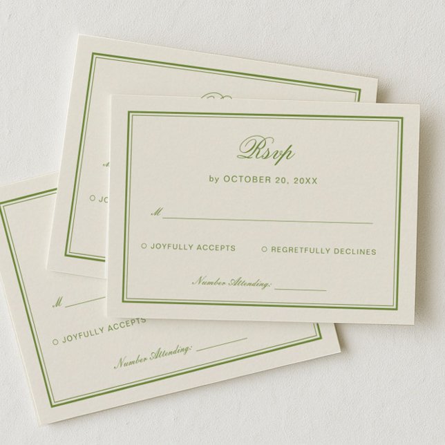 Elegant White and Sage Green Wedding Response Enclosure Card (Creator Uploaded)