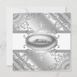 Elegant White and Silver Party Invitation Template