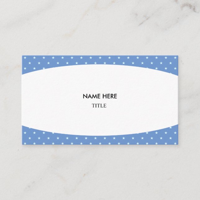 Elegant White and Starry Background Business Card (Front)