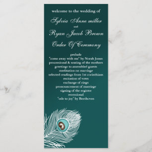 Elegant white and teal peacock programs programme