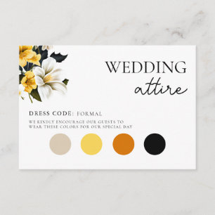 Elegant White and Yellow Floral Wedding Attire Enclosure Card