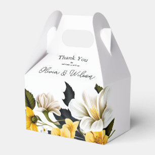 Elegant White and Yellow Floral Wedding Favour Box