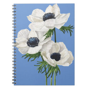Elegant white anemone bouquet notebook
