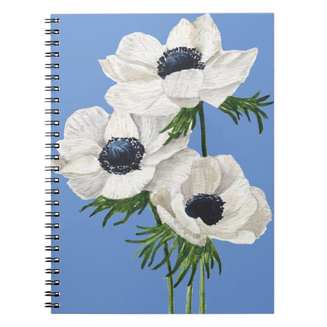 Elegant white anemone bouquet notebook (Front)