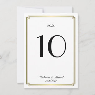 Elegant White Art Deco Wedding Table Number
