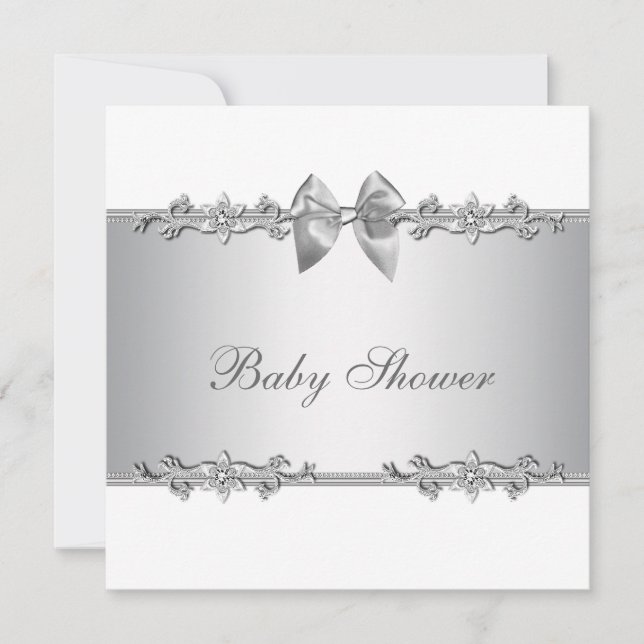 Elegant White Baby Shower Invitations (Front)
