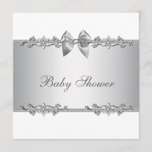 Elegant White Baby Shower Invitations
