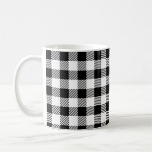 Elegant White & Black Buffalo Plaid Coffee Mug
