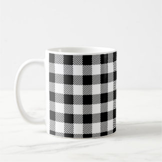 Elegant White & Black Buffalo Plaid Coffee Mug