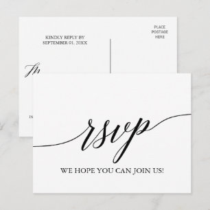 Elegant White & Black Calligraphy Menu Choice RSVP