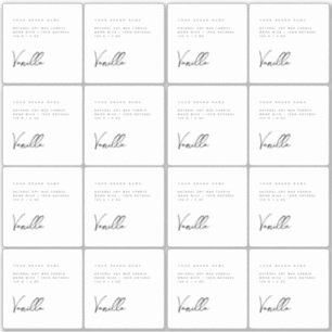 Elegant white black candle product label