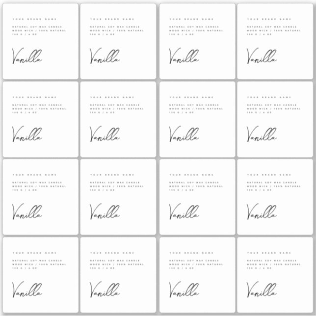 Elegant white black candle product label (Front)