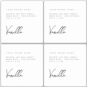 Elegant white black candle product label