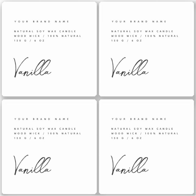 Elegant white black candle product label (Front)