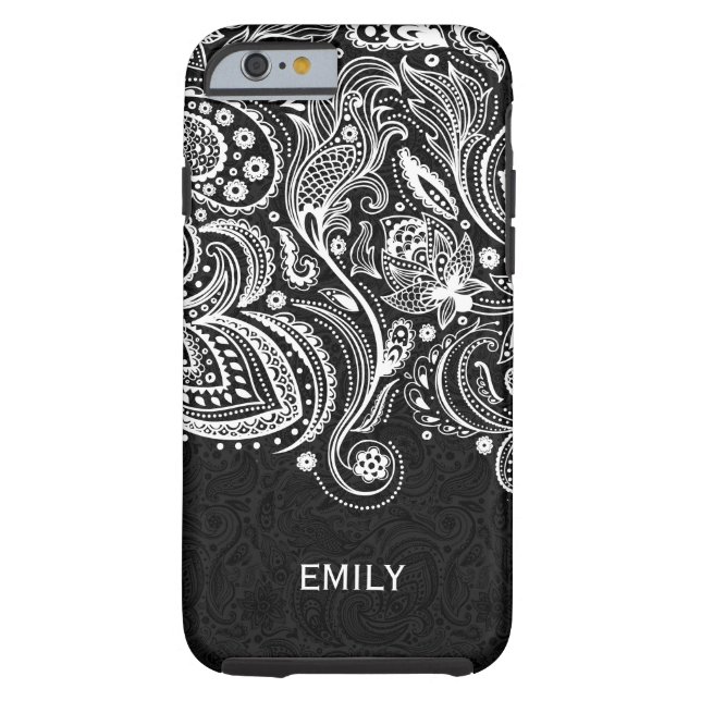 Elegant White & Black Floral Paisley Lace 2 Case-Mate iPhone Case (Back)
