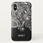 Elegant White & Black Floral Paisley Lace 2 iPhone X Case<br><div class="desc">Elegant white vintage floral paisley lace over black background,  same paisley pattern.  Few colour combinations available.</div>